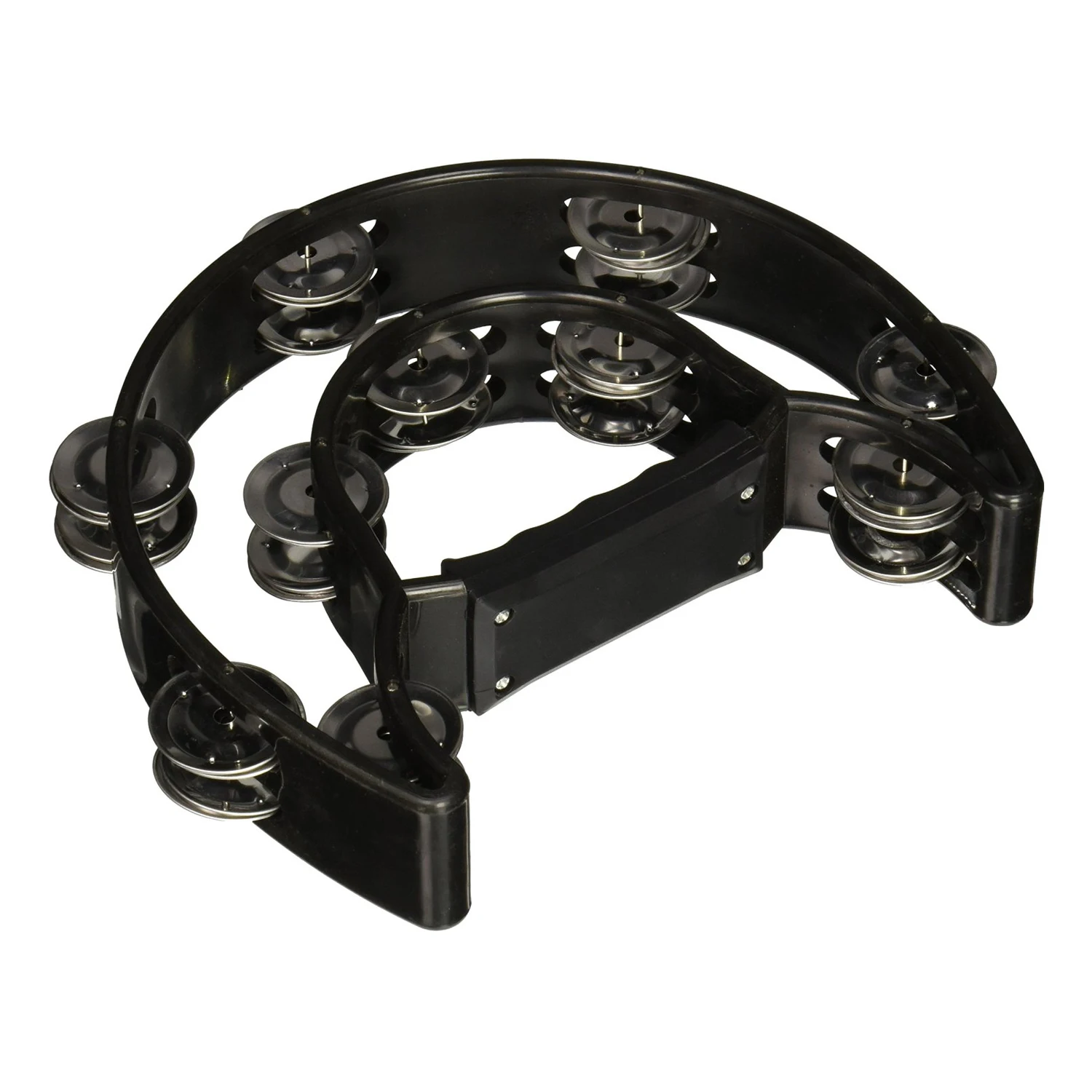 Black Compact Double Half Moon Music Tambourine Percussion Tamborine Drum Durable - Цвет: Black