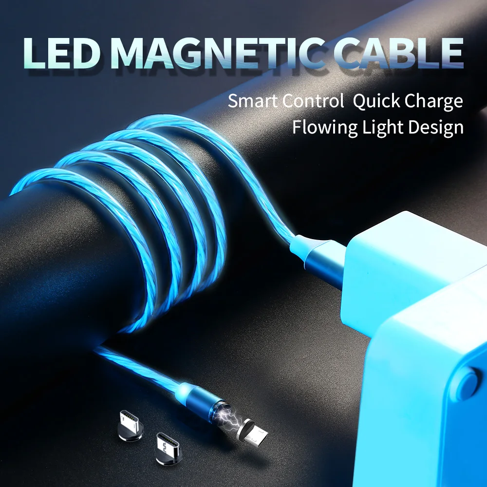 KISSCASE светодиодный магнитный Micro USB кабель для iPhone samsung type-C кабель магнитное зарядное устройство USB type-C кабели для мобильных телефонов