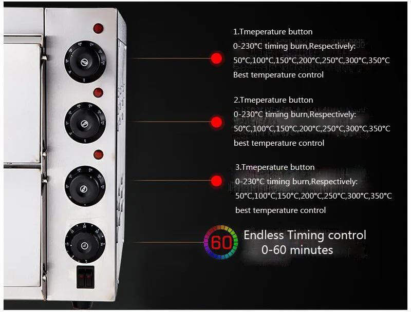 Электрическая стальная печь для выпечки коммерческий термометр двойная печь для пиццы мини хлеб/торт тостер PO2PT