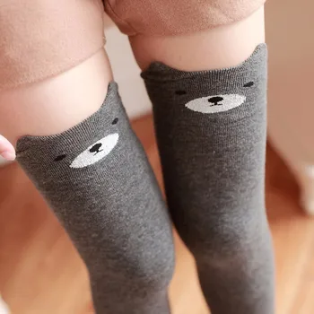 

high knee socks girls Women Winter Cat Bear Panda Knitted Over Knee Long Boot Thigh-High Warm Socks kawaii calcetines mujer A75