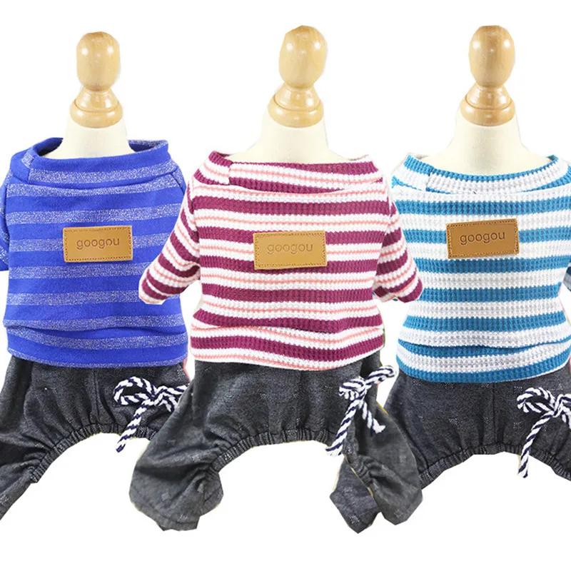 Bajila Spring Autumn Pet Dog Clothes Fashion Striped Dog Coats Four