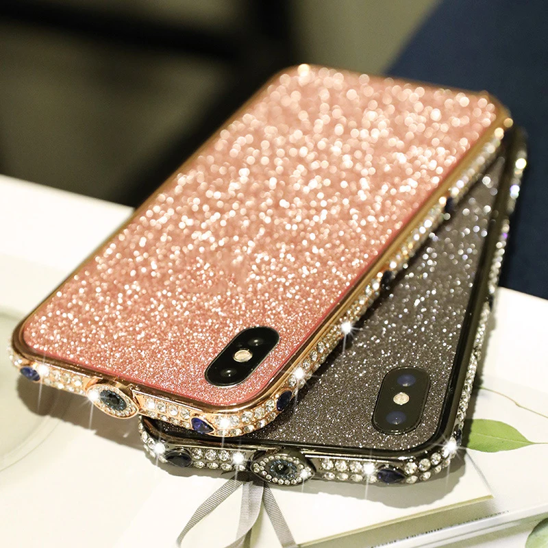 Роскошный Блестящий Алмазный бампер для Iphone XS XR XSMAX 8 7 6 6s plus Модный чехол с