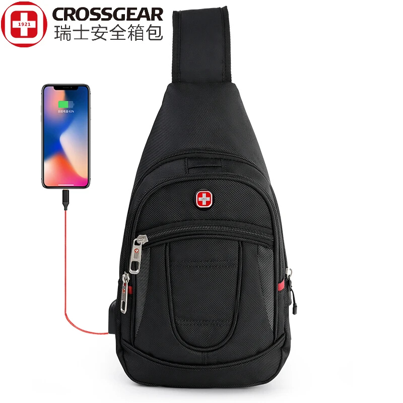

Swiss Cross body Bag Men Designed High Quality messager brand small sling black Business Waterproof Men's shoulder gear bag