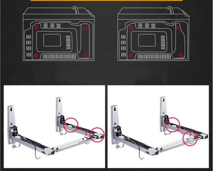 Нержавеющая сталь настенное крепление микроволновая печь кронштейн Делюкс с подставкой и крюк регулируемый съемный крепкий и прочный Простота установки полка для микроволновки товары для кухни