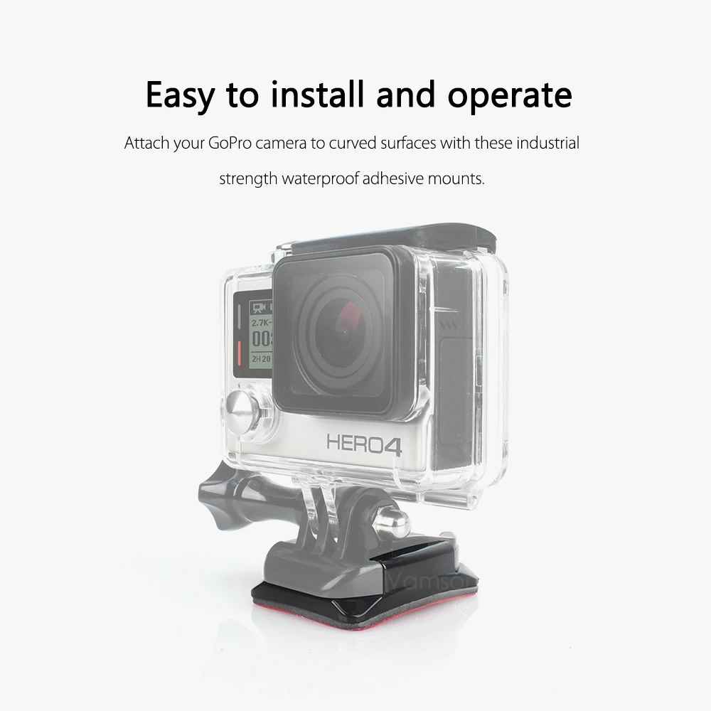 Vamson для Gopro аксессуары 20 штук изогнутые поверхности крепление для Gopro Hero 5 4 3 + для Xiaomi для Yi для SJ4000 для eken h9r VP106G