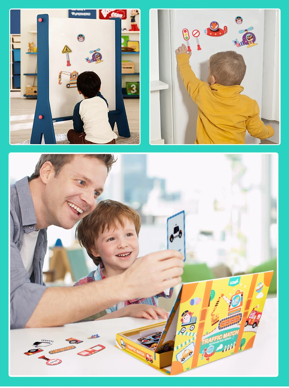 Magnetic Cartoon Puzzle 3D Traffic Matching Jigsaw Games Toy Early Learning Traffic Puzzles Educational Toys for Child Kids Gift_11