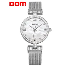 DOM Women’s Fashion Mesh steel belt Watches Womens Females Antique Geneva Quartz-watch Ladies Brands Wristwatch Relojes Mujer