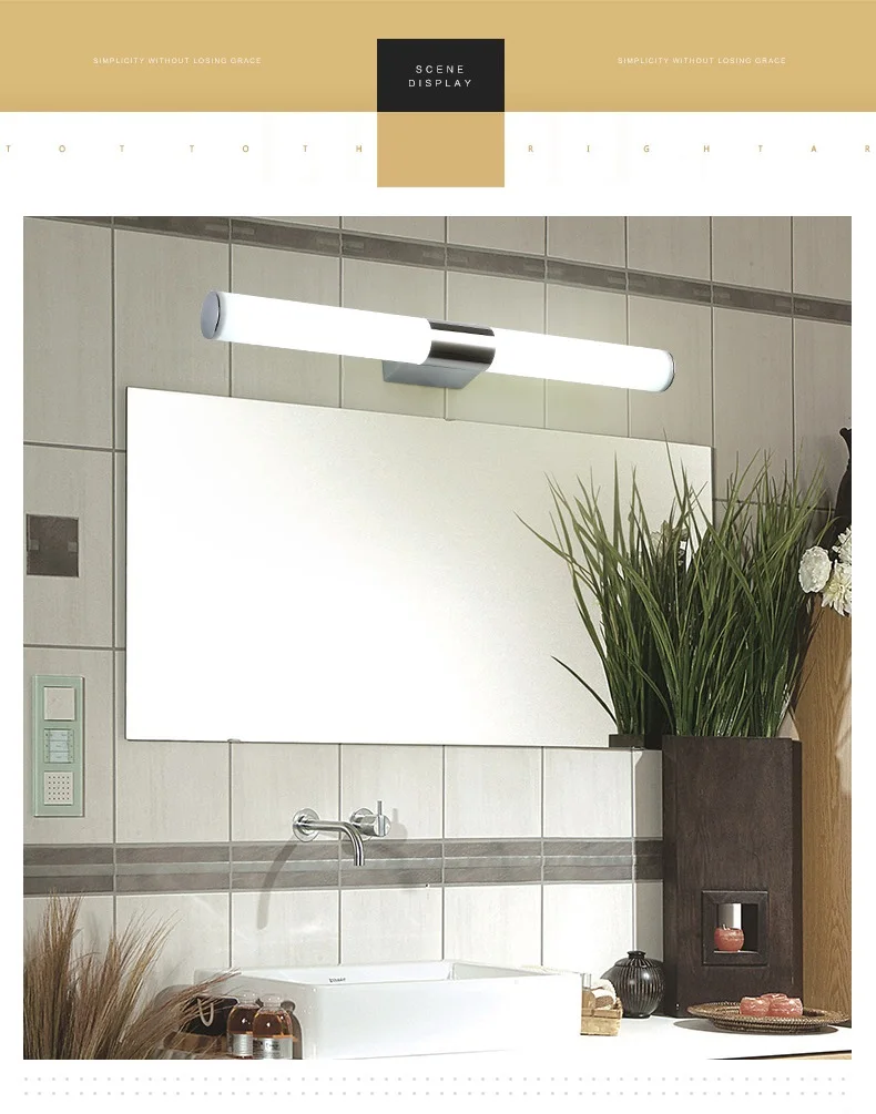 Минималистичные светодиодные Настенные светильники из поликарбоната и нержавеющей стали 7 Вт 9 Вт 15 Вт зеркальный светильник для ванной комнаты бра аппликация Murale светильник