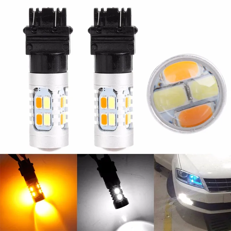 

1Pc x 3157 5630 5W 12V 20 SMD LED Light Car Dual Color Switchback Brake Bulbs