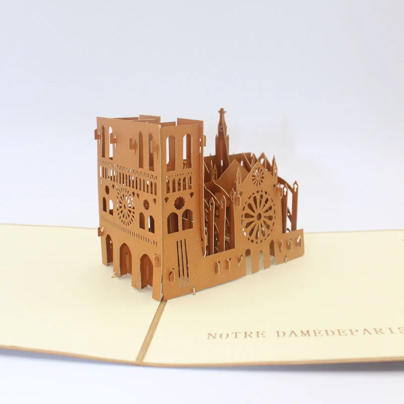  3D Laser Cut Handmade Retro Notre Dame de Paris Paper Invitation Greeting Cards PostCard Kids Birth - 32793824456