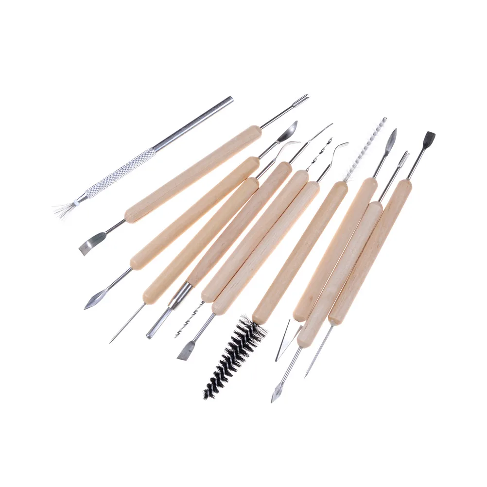 

Multifunction Professional Wood Metal Handle Wax Pottery Clay Sculpture Carving Modeling Wire Texture Tool Fimo DIY Craft 11pcs