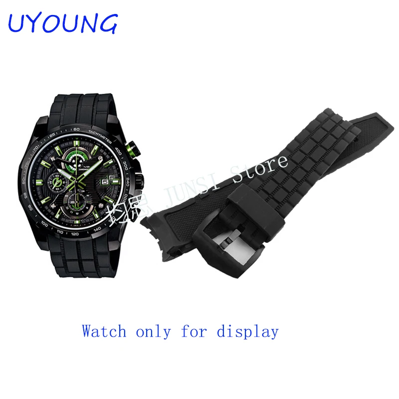 

Quality Silicone Watchband For Mens Black Replacement Silicone Watch bands For CASIO EF-523