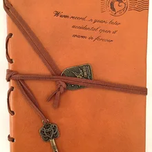 Дневник струнный ключ Ретро Винтаж классический кожаный переплет блокнот(оранжевый