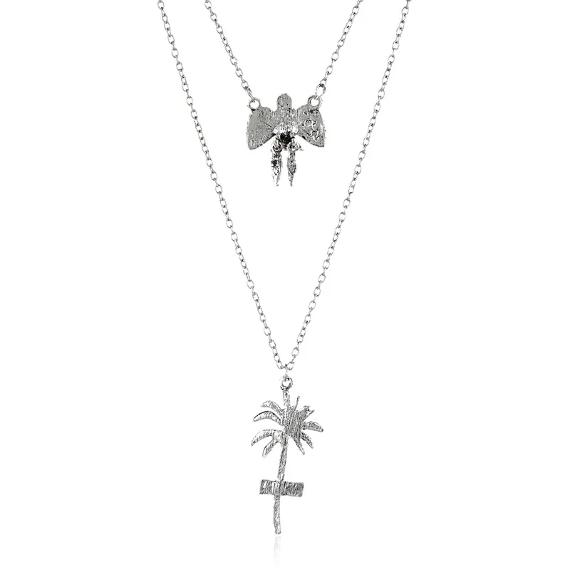 New Multilayer BEACH Coconut Tree Gold Choker Statement Necklace Bijoux Collier Femme Women Bird Charm Maxi Boho Jewelry Party