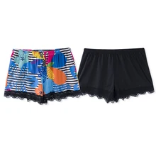 Neatie kiddie/женские летние Пижамные шорты с принтом из двух предметов, эластичный пояс кружево, Лоскутная Женская одежда для сна, домашняя одежда