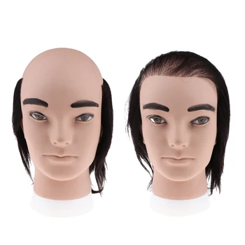

2 Kinds of 7.9inch Cosmetology Male Mannequin Head with Real Human Hair for Barber Shops Styling Cutting Weaving Practicing