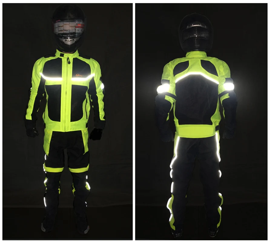 Один комплект мотоциклетная Светоотражающая Защитная Экипировка куртки Джерси для мотокросса зимняя гоночная ездовая куртка с защитой от падения