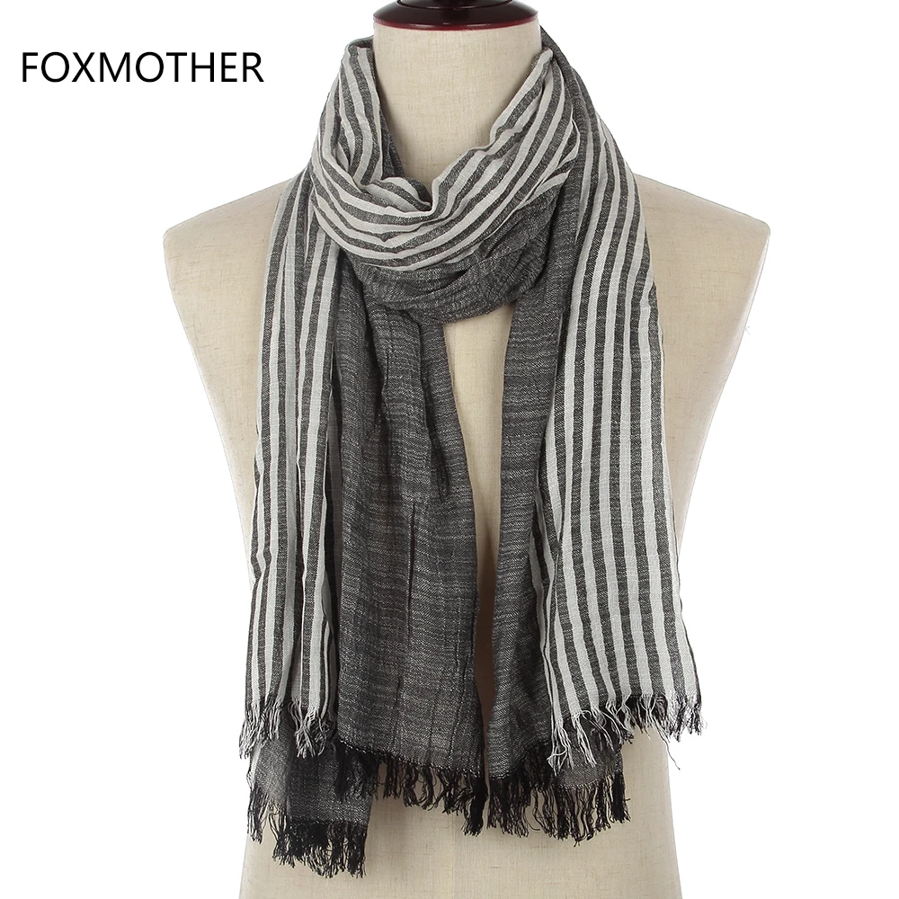 FOXMOTHER бренд осень зима мягкий хлопок Черный Белый Бордовый Полосатый Шарфы мужские