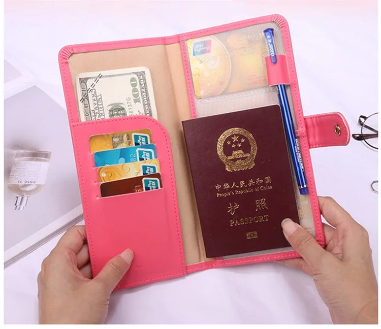 Fengdong искусственная кожа Обложка для паспорта девушки милый длинный тонкий кошелек id держатель для карт женский паспорт Чехол женский