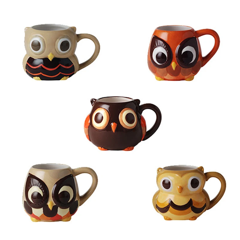 

Ceramics Cute Owl Shape Water Mug Creative Cartoon Cup Breakfast Milk Mug Coffee Tea Cup Halloween Home Drinkware 400ml/1pcs