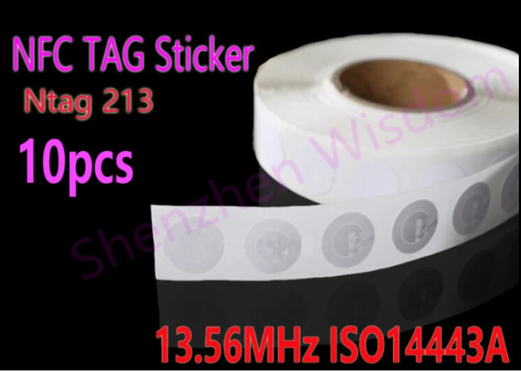 

10pcs/Lot NFC Sticker 13.56MHz ISO14443A NFC Tag Ntag213 Universal Lable for all NFC enabled phones