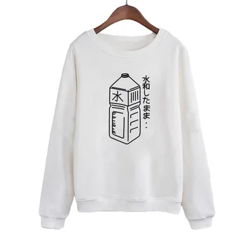 

Japanese Harajuku Printing Crewneck Hoodies Pullovers 2019 Autumn Winter New Sweatshirt Womens Clothing Fashion Fleece Tops