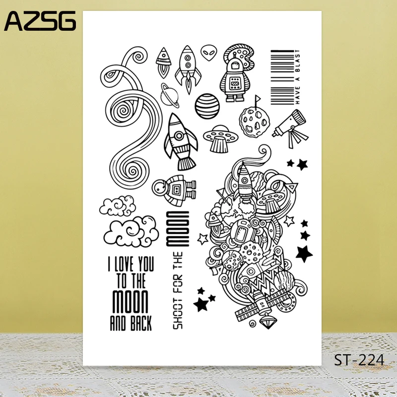 

Rocket/Spacecraft Transparent Silicone Stamp for DIY Scrapbooking/Photo Album Decorative Card Making Clear Stamps Supplies