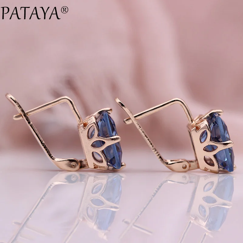 PATAYA, новые градиентные синие квадратные серьги для женщин, модные свадебные ювелирные украшения, 585 розовое золото, натуральный циркон, висячие серьги