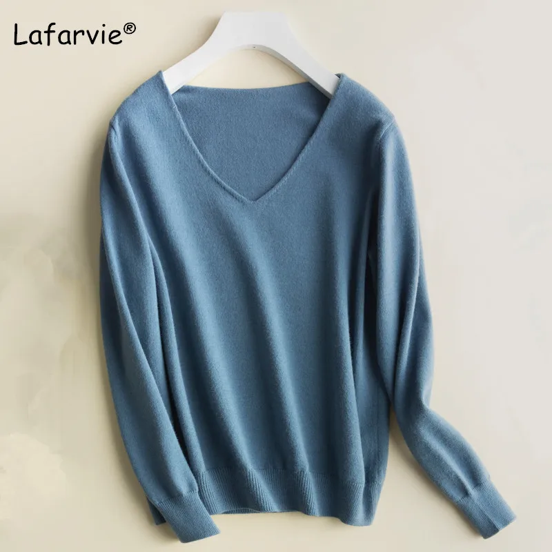 Lafarvie V-neck Knitted Sweater Women Tops Autumn Winter Casual Pullover Female Long Sleeve Solid Color Soft High Quality Jumper Lafarvie V-neck Knitted Sweater Women Tops Autumn Winter Casual Pullover Female Long Sleeve Solid Color Soft High Quality Jumper