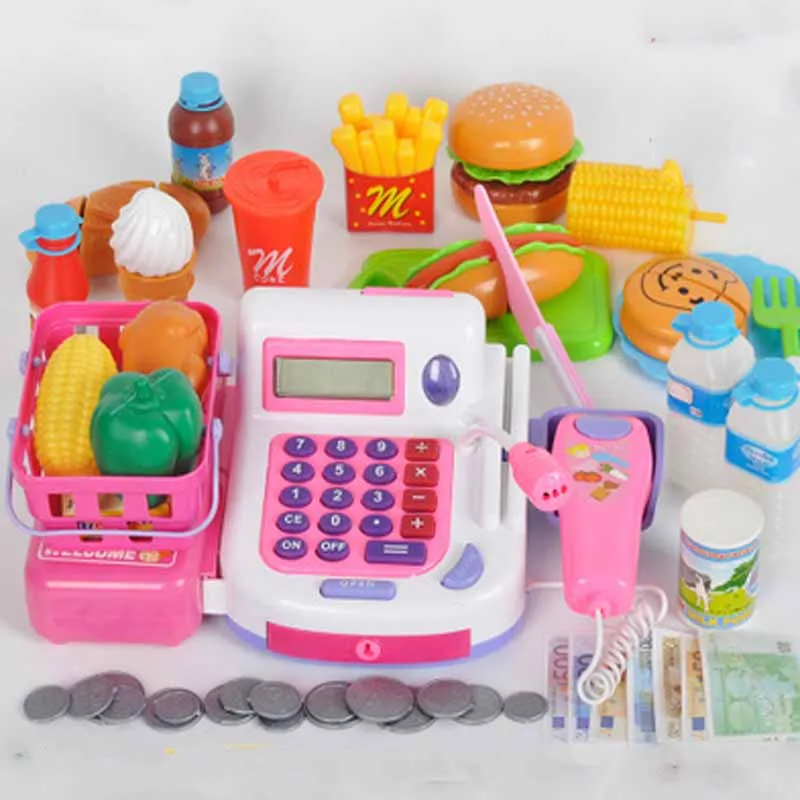 

Kid Cash Register Toy Children Ticket Office Box Simulation Cash Machine Educational Toys Girl Cash Box Baby Play House Toy