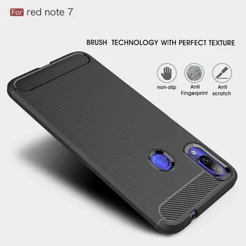 

50pcs/lot Business Case For Xiaomi Redmi Note7 Carbon Fiber Brushed TPU Phone Back Case Cover For Redmi Note 7