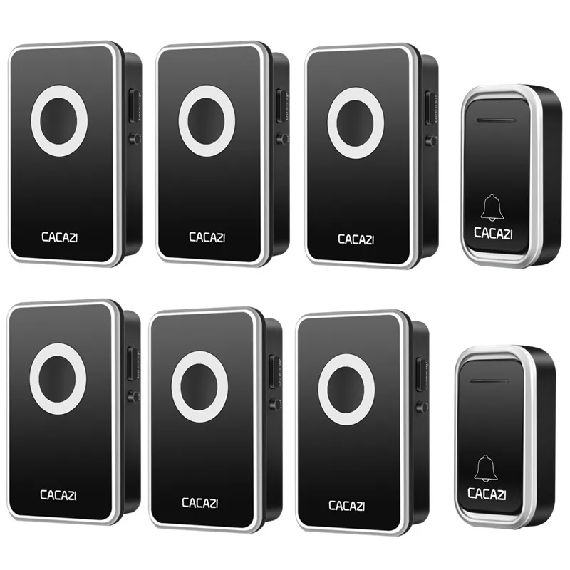 

CACAZI Smart Wireless DoorBell Waterproof 300M Remote Home Calling Bell 38 Rings 3 Volume AC US EU Plug Battery Button Operated