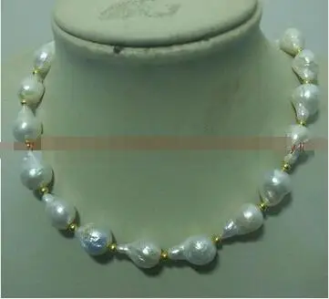 

Free Shipping>>new hot NATURAL REAL11x15mm SOUTH SEA WHITE BAROQUE PEARL NECKLACE 18'' AA+