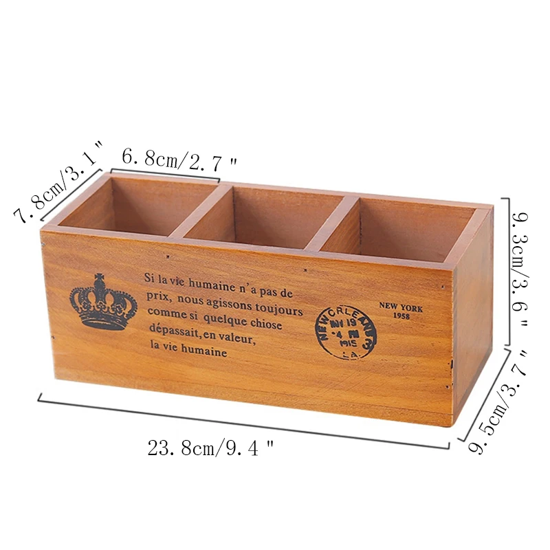 

Vintage Wooden Sundries Storage Box Desktop Ornaments Home Furnishing Multi-function Cosmetic Storage Box Pen Holder Decor Gifts