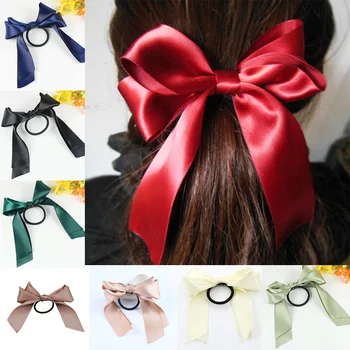 

1PC Cute Large Bowknot Hair Ties High Quality Elastic Ribbon Bow Head Rope Accessories for Women Girls