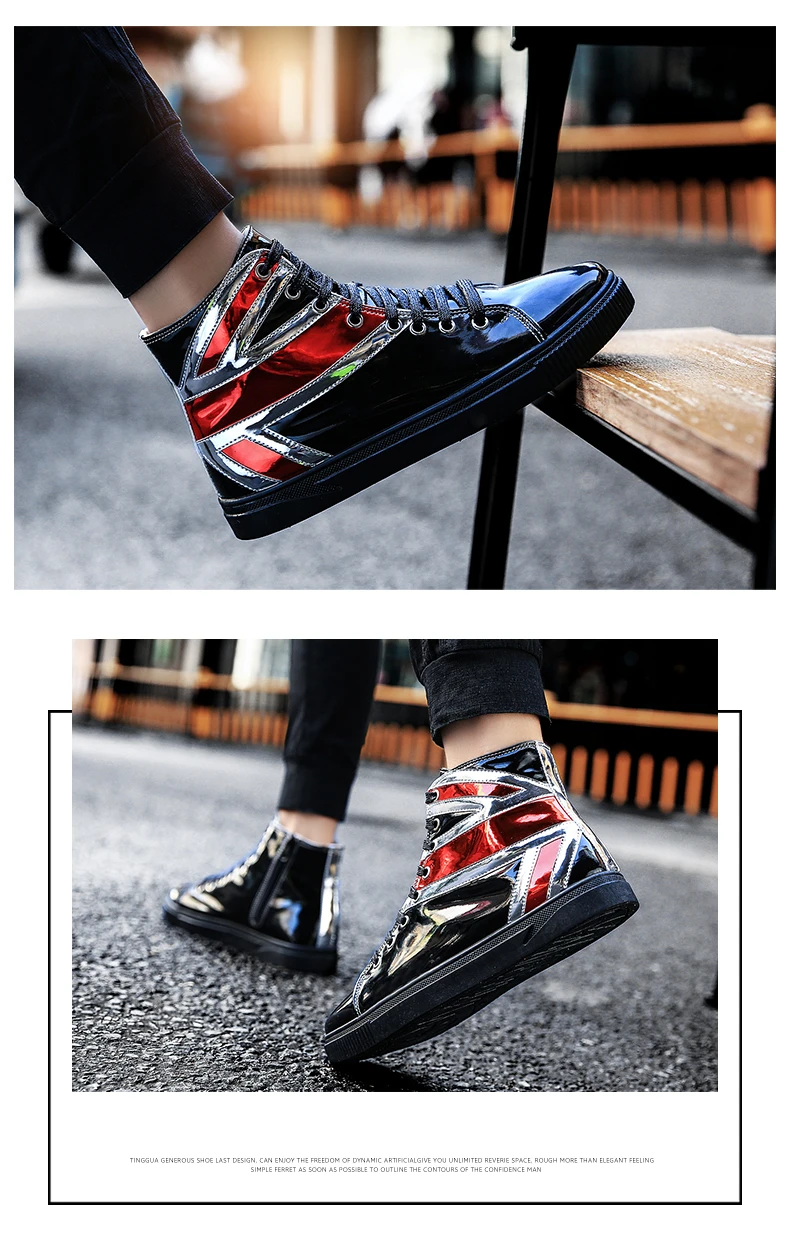 Brand Boots Men Glittering Leather Shoes Fashion Sneakers Waterproof Male Casual Ankle Boot Street Style Canvas Bot (16)