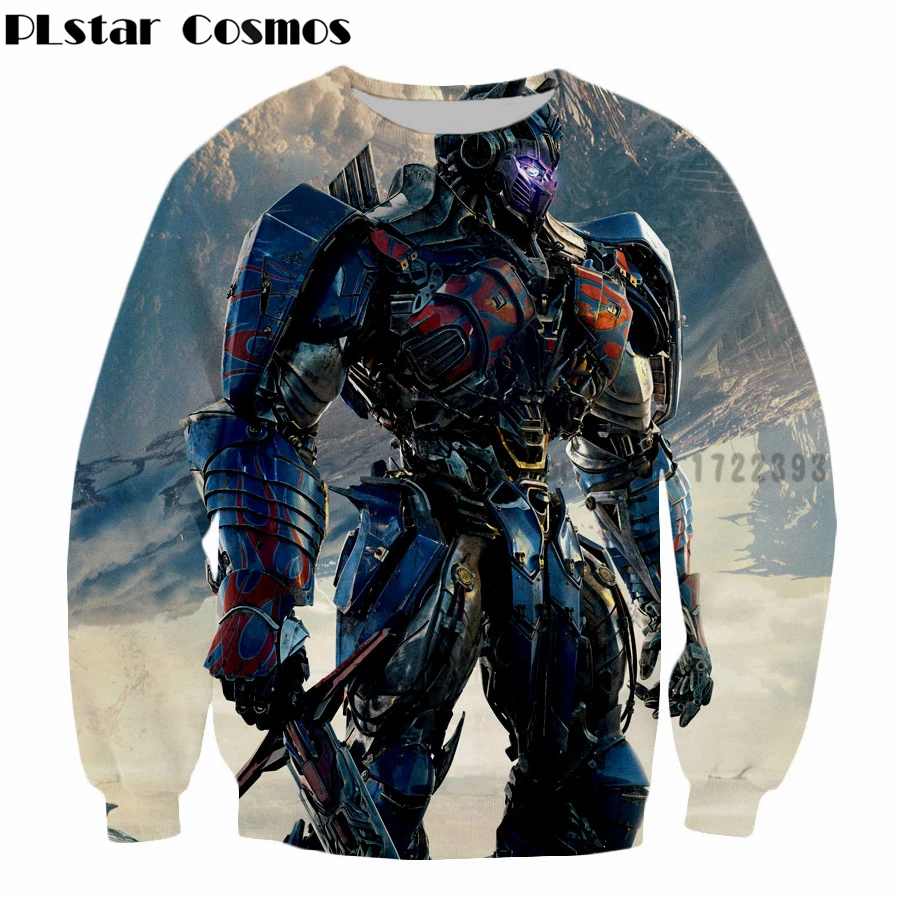

PLstar Cosmos 2018 Autumn New Fashion Long Sleeve Sweatshirts The Last Knight sweatshirt Optimus Prime Pullover