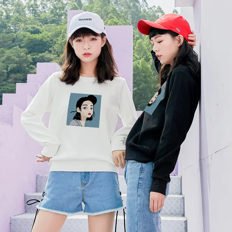 

Pattern Print Women's Sweatshirt Bf Style Round Neck Pullover Long Sleeve Sudadera Mujer 2019 Autumn Tide Clothes TQ4785W
