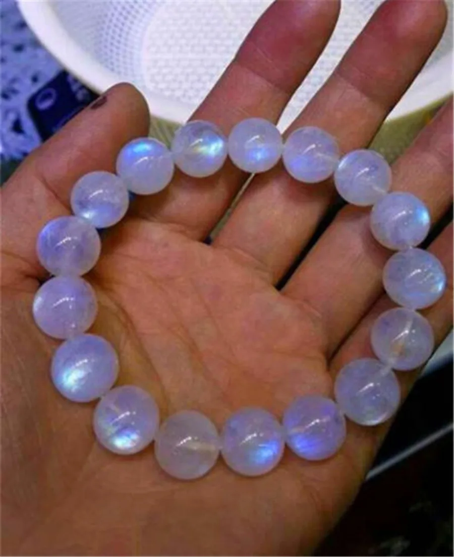 

Precious Strong Lights Natural Moonstone Bracelets Women Men Stretch Healing Crystal Round Bead Bracelet 11mm 12mm 13mm