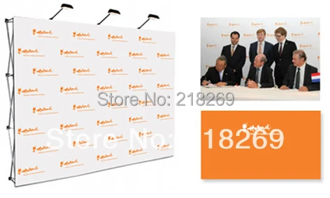 

High quality 8X10ft(230X300cm) fabirc POP up Backdrop banner with 3 LED lamps, Free shipping