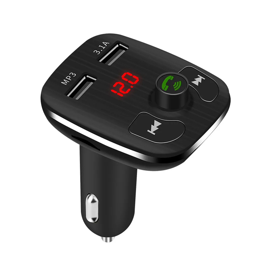 

Multifunction 5V 3.1A Dual USB charger socket adapter MP3 player bluetooth FM transmitter hands- free answer TF 32G card