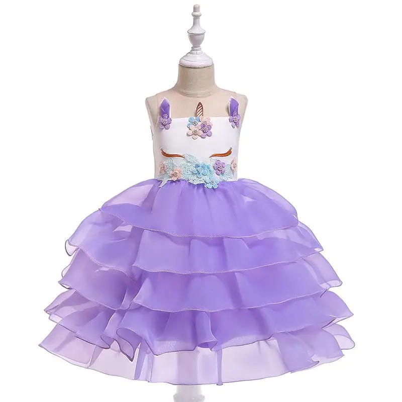 Детское праздничное платье принцессы для девочек с единорогом платье для дня рождения, свадьбы, тюлевые платья для девочек, vestidos fantasia infantil