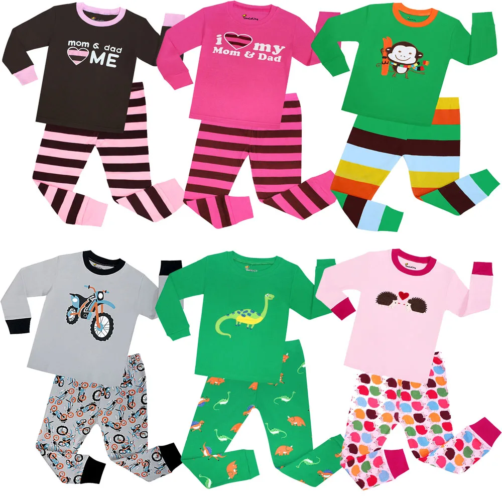 

New 2 pcs Set Baby Boy Girl Kids Sleepwear Suit Toddler Cartoon Pajamas Children 100% Cotton Long Sleeve Pajamas Robocar Poli