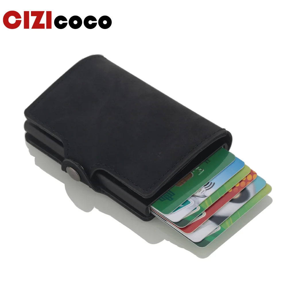 Новейший мужской держатель для Карт RFID алюминиевый сплав кредитный держатель для карт металлический кожаный бумажник Противоугонный мужской автоматический Чехол для карт