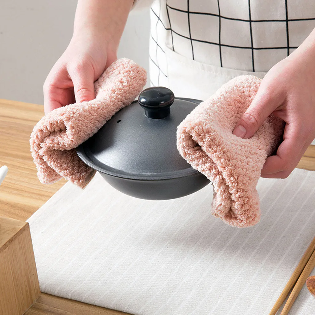 

Home kitchen with multifunctional cleaning rag to clean Nonstick Oil Coral Velvet Hanging Hand Towels Kitchen Dishclout #or