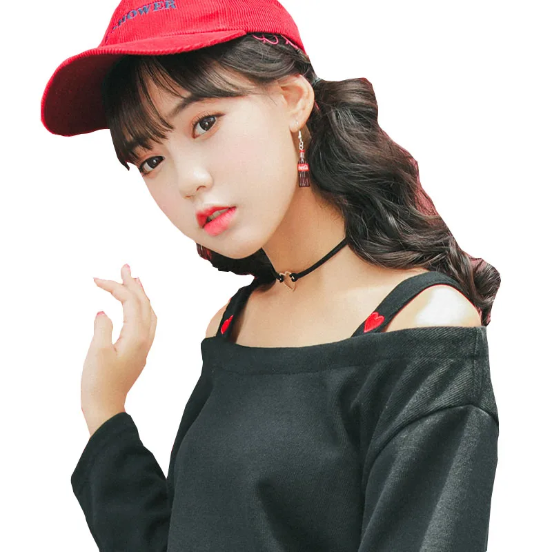 

2018 Casual T Shirt Women Blusa Womens Long Sleeve Square Collar Girl T-shirt Tops Harajuku Cotton Heart EmbroideryTshirt Female