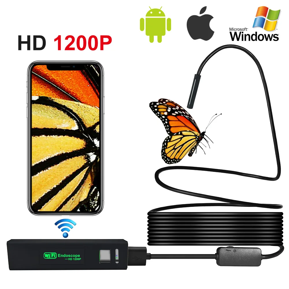 Камера Эндоскоп водонепроницаемая камера Бороскоп 8 мм HD Wi Fi Android IOS жесткий
