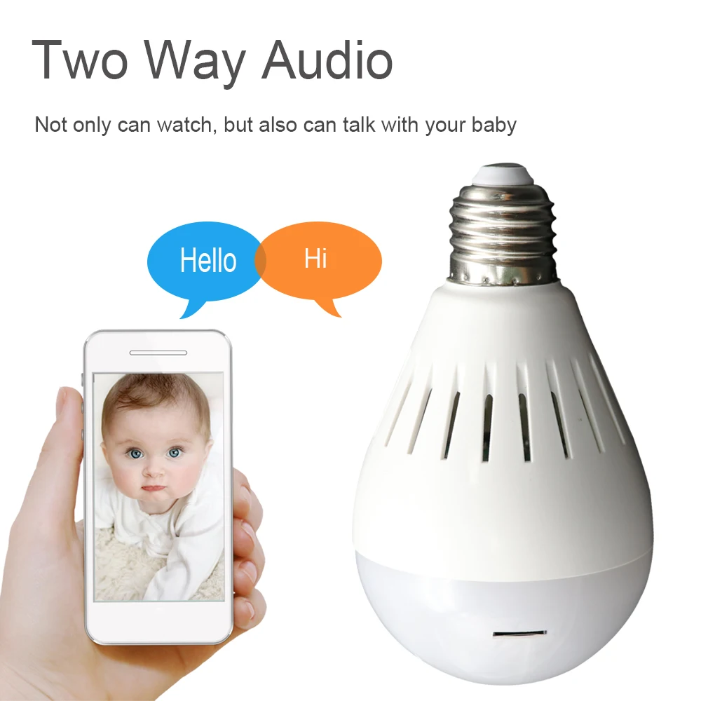 

YuBeter 960p Wireless Network Panoramic Camera Bulb Wifi IP Camera Home Security Video Surveillance Night Vision Two Way Talk