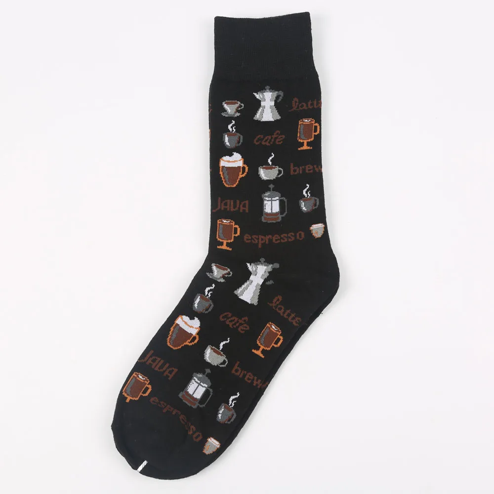 Modeager Colorful Winter Thick Skate Cool Men Socks Shark Pizza Food Animal Fruit Novelty Long Socks for Men