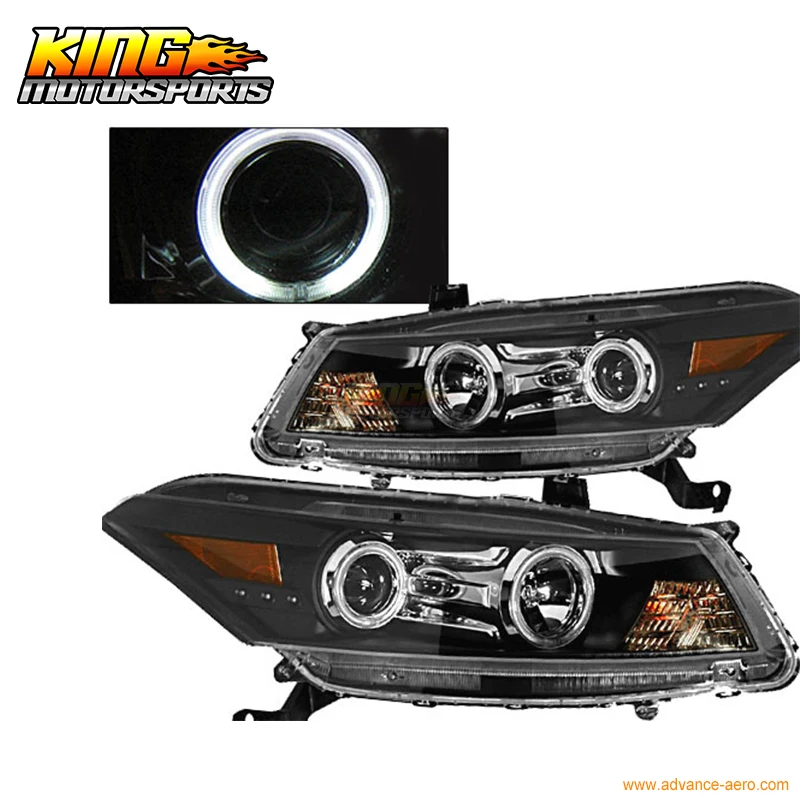 For 2008 2009 Honda Accord 2Dr CCFL Halo Projector Headlight BK USA